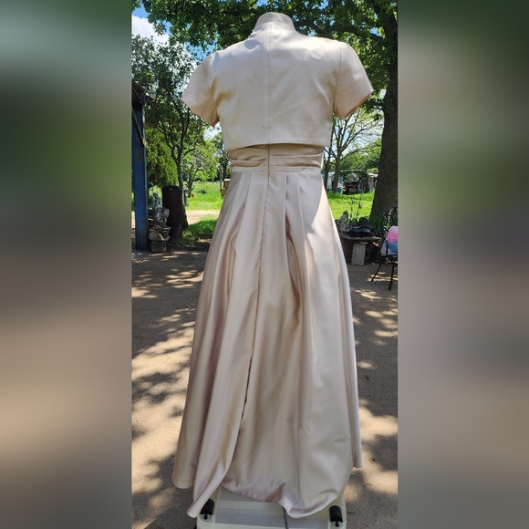 David's Bridal Cream Prom Dress with Bolero - Picture 4 of 13